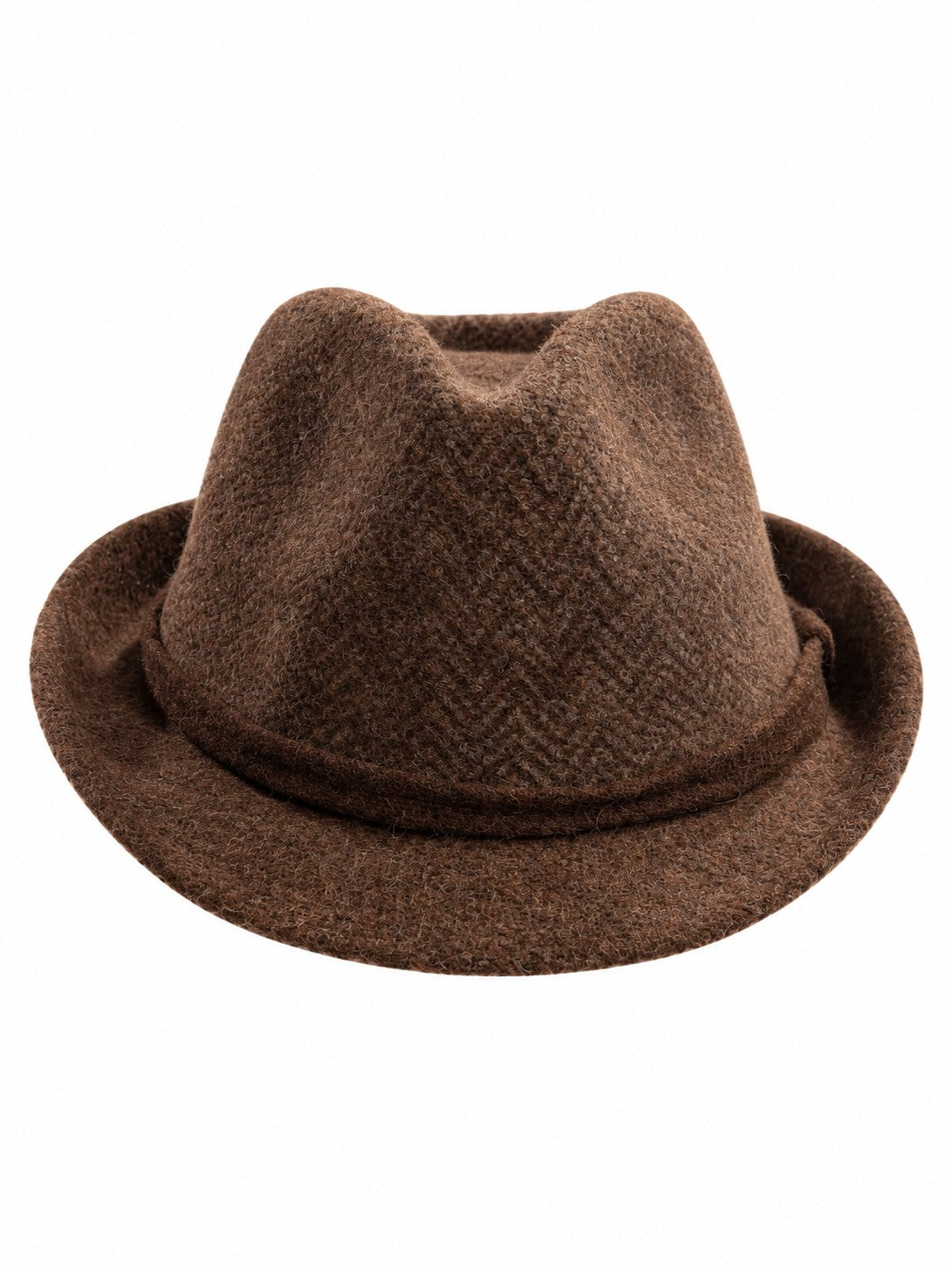 Silvia Classic Chocolate Herringbone Fedora Hat