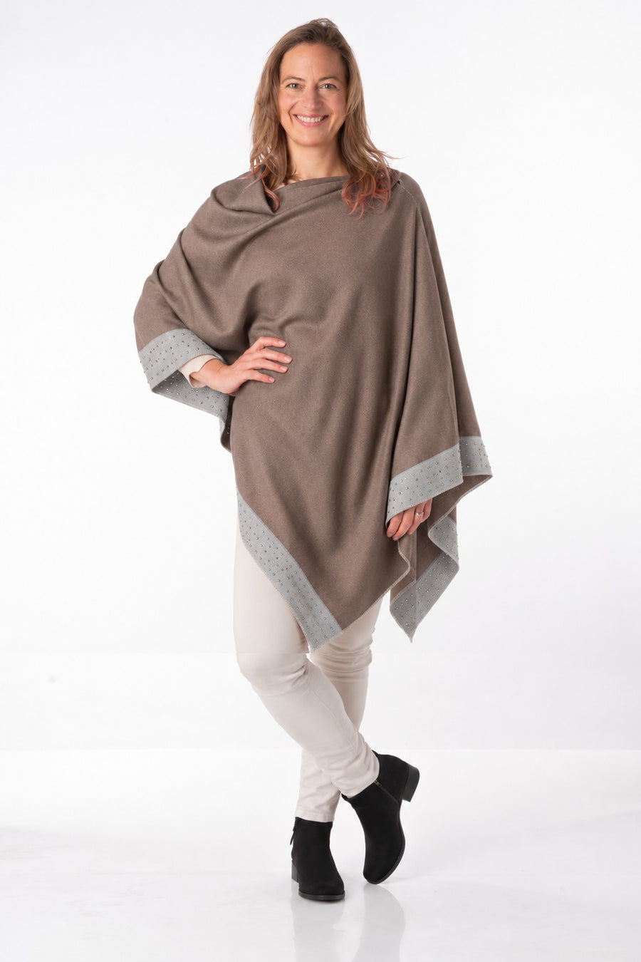 Mia Dark Mocha & Beige Wrap with Crystals