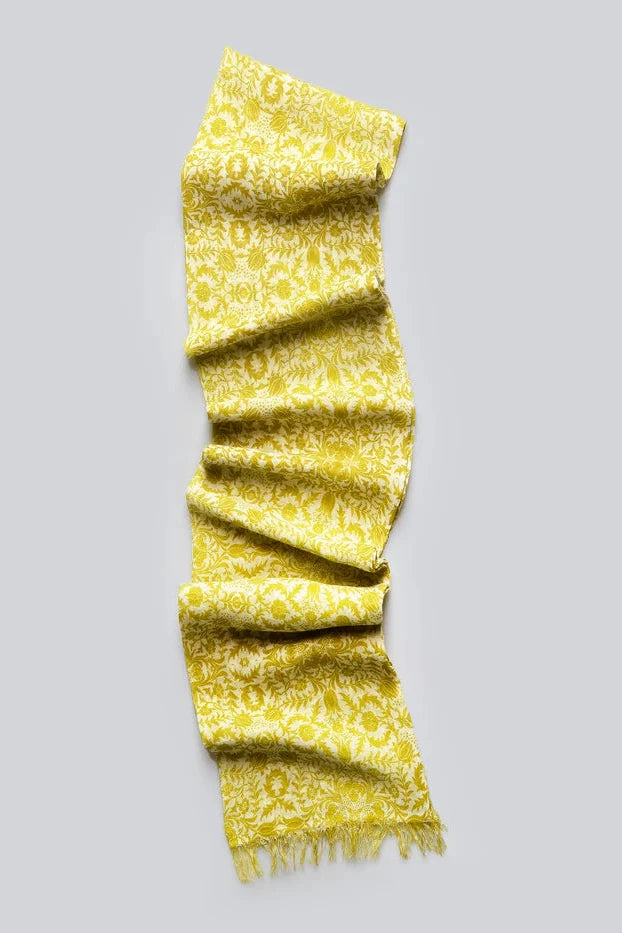 Broccato Skinny Bamboo Scarf - Mustard