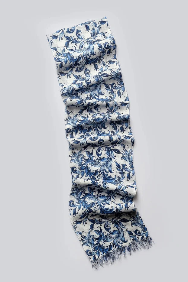 Damasco Skinny Bamboo Scarf - Blue