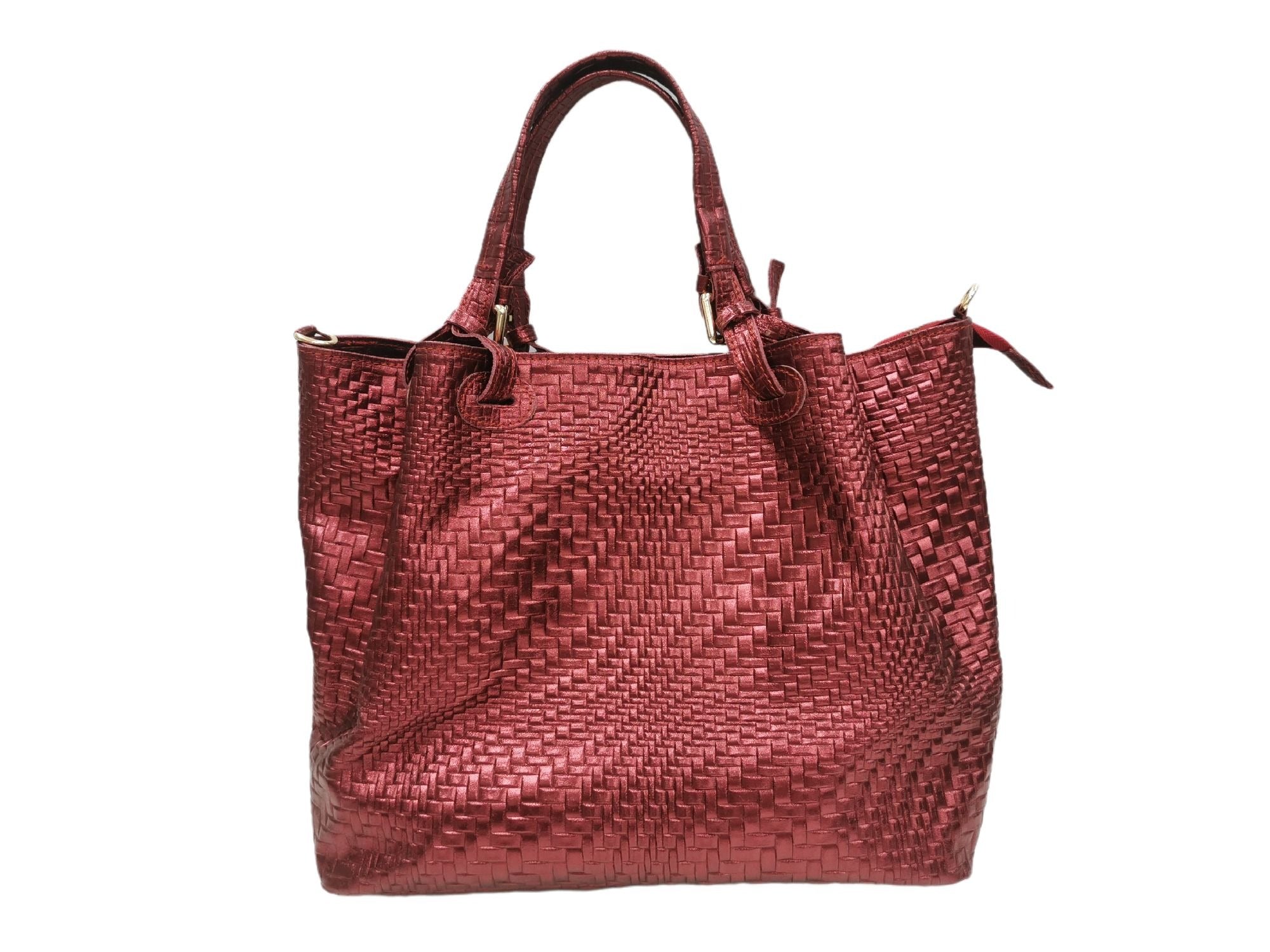 Fiona Burgundy Metallic Woven Tote