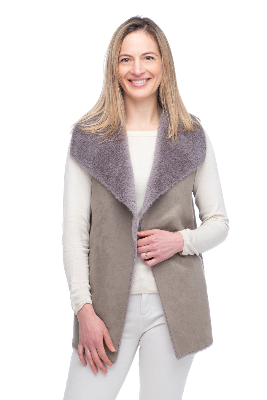 Carabelle Grey Suedette Gilet