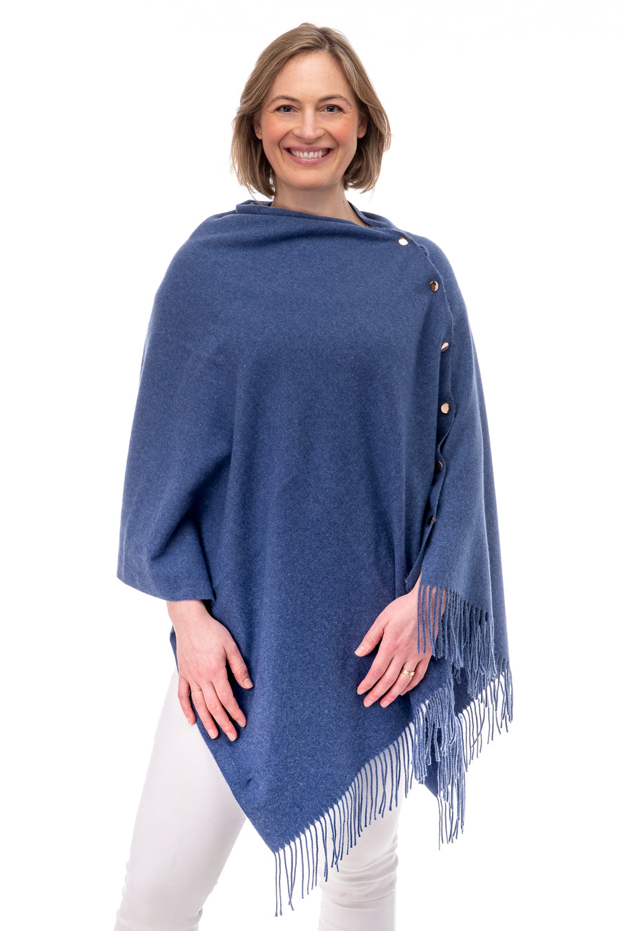 Gisella Denim Blue Button Poncho