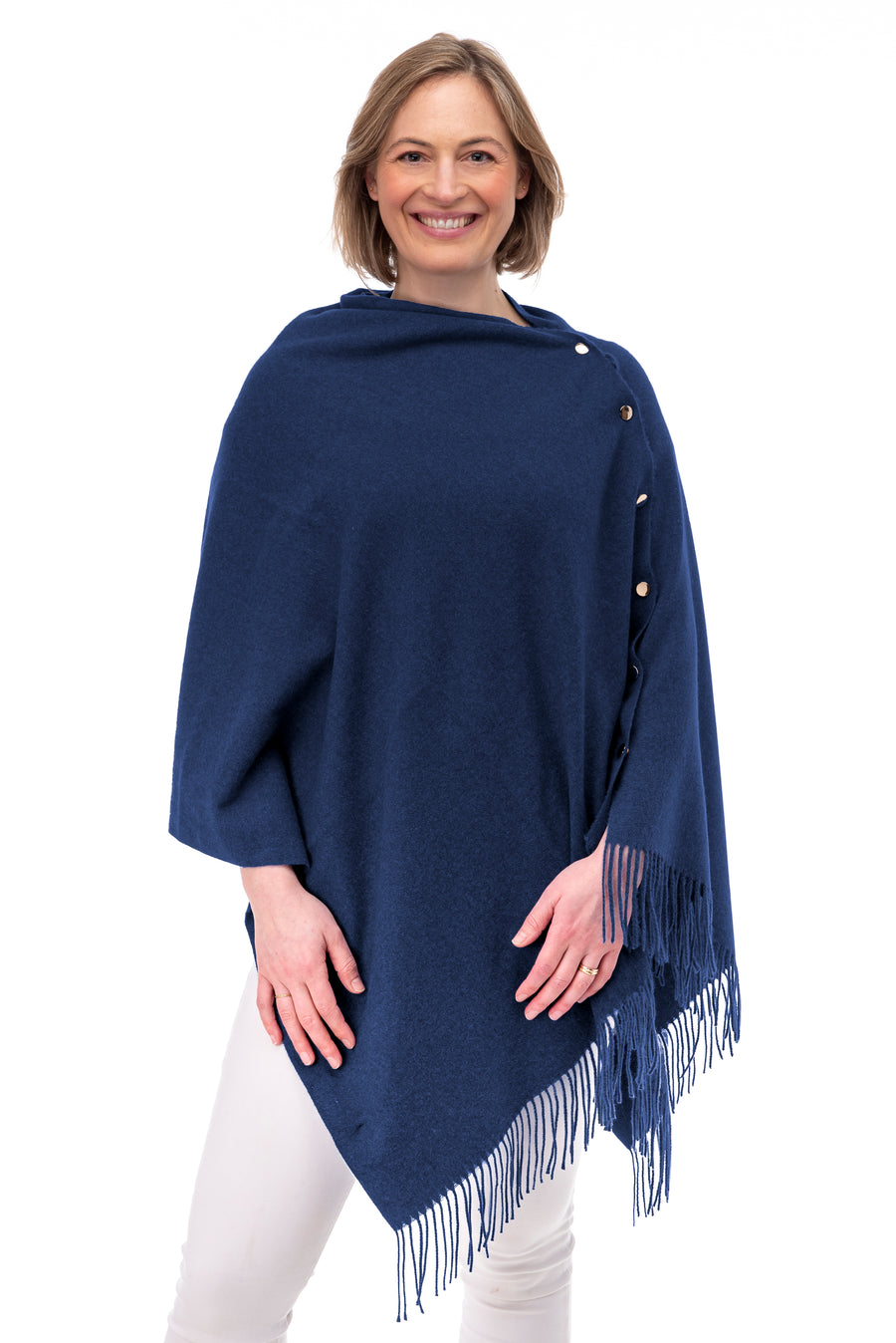 Gisella Navy Button Poncho