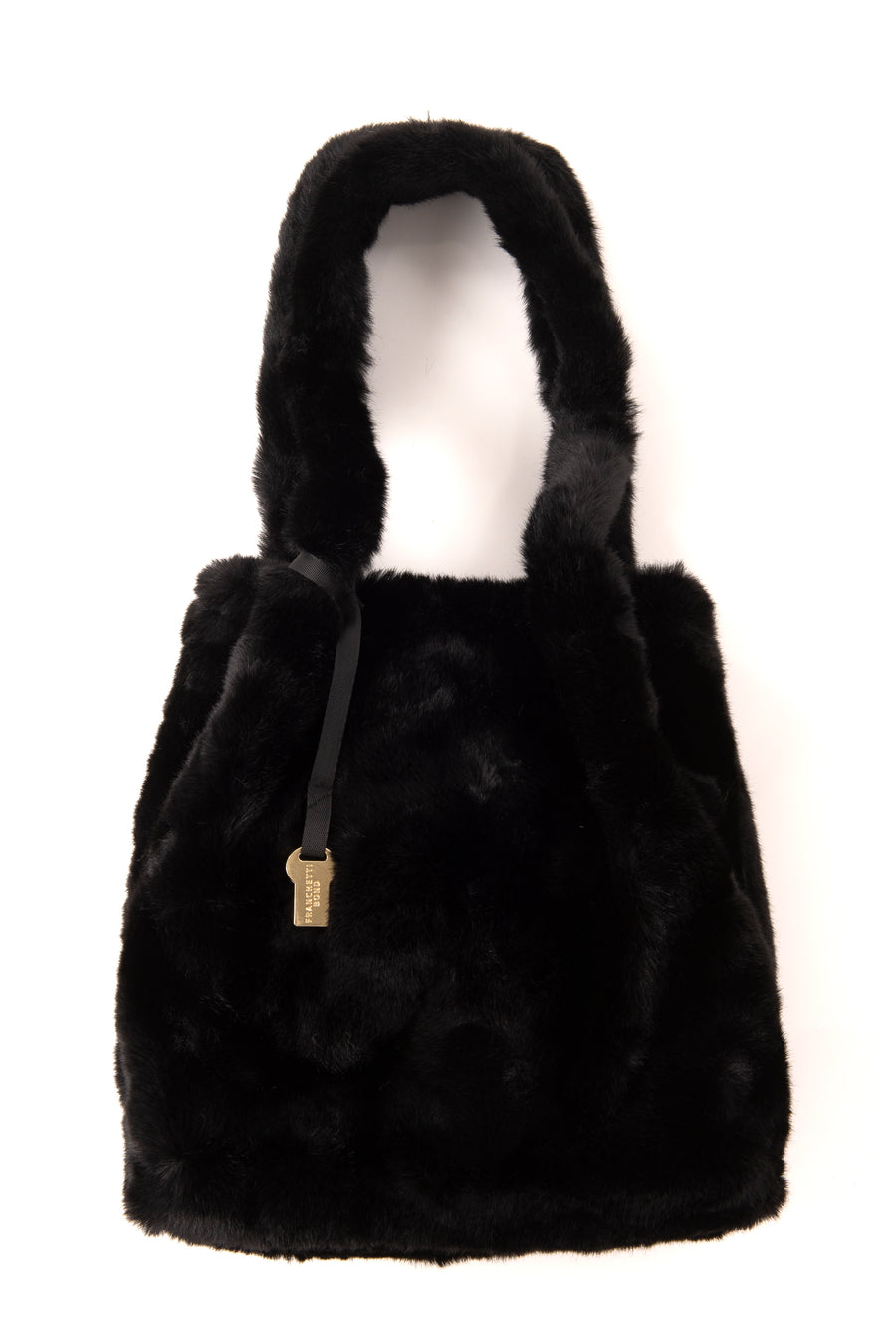 Francesca Black Faux Fur Tote
