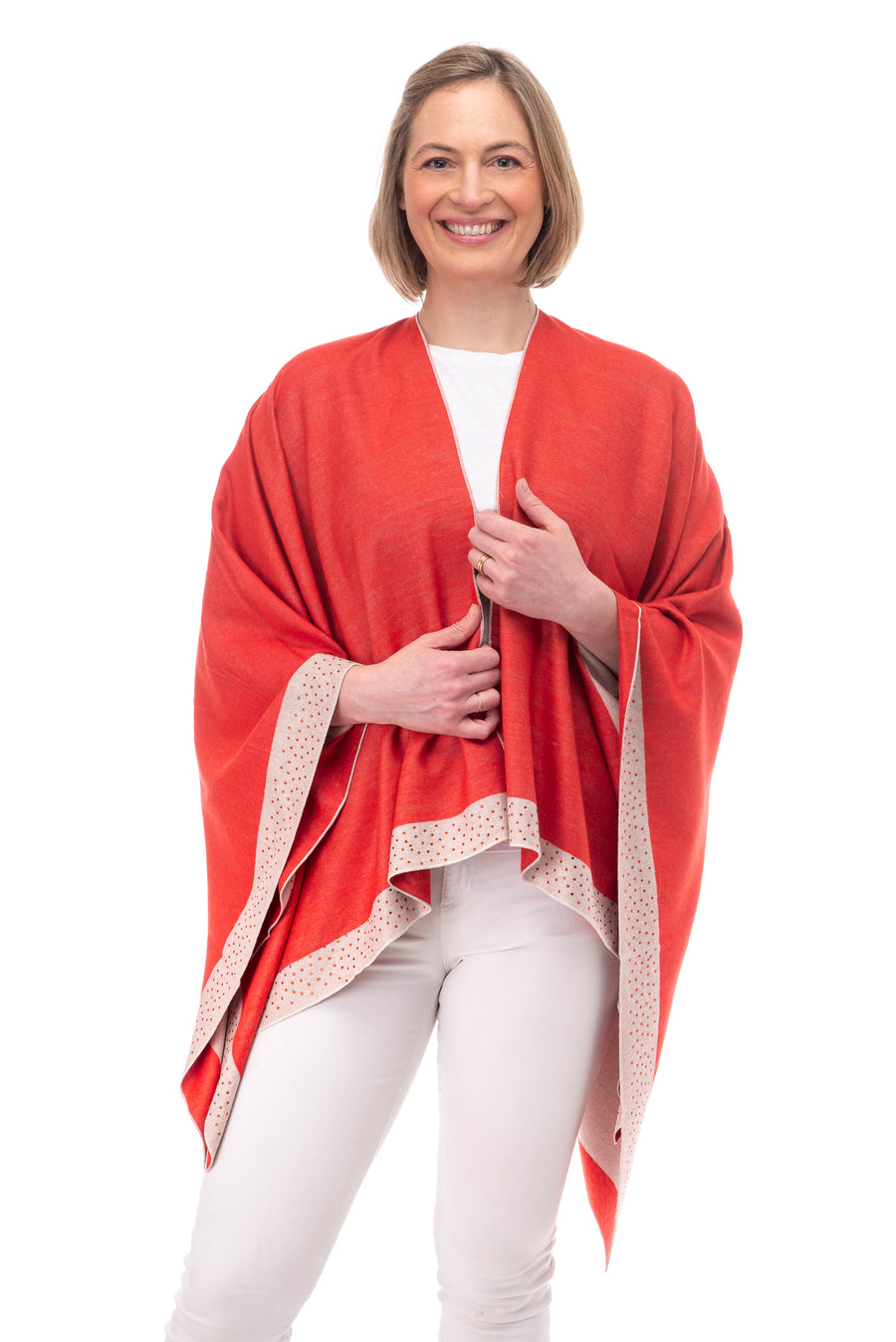 Mia Coral and Beige diamante trim wrap