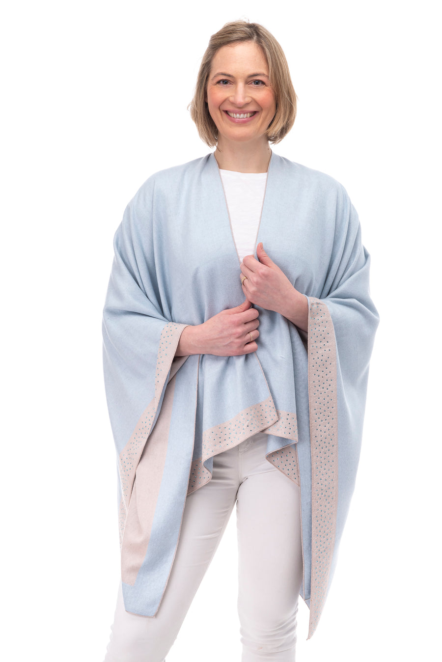 Mia light blue and light pink with crystal trim wrap