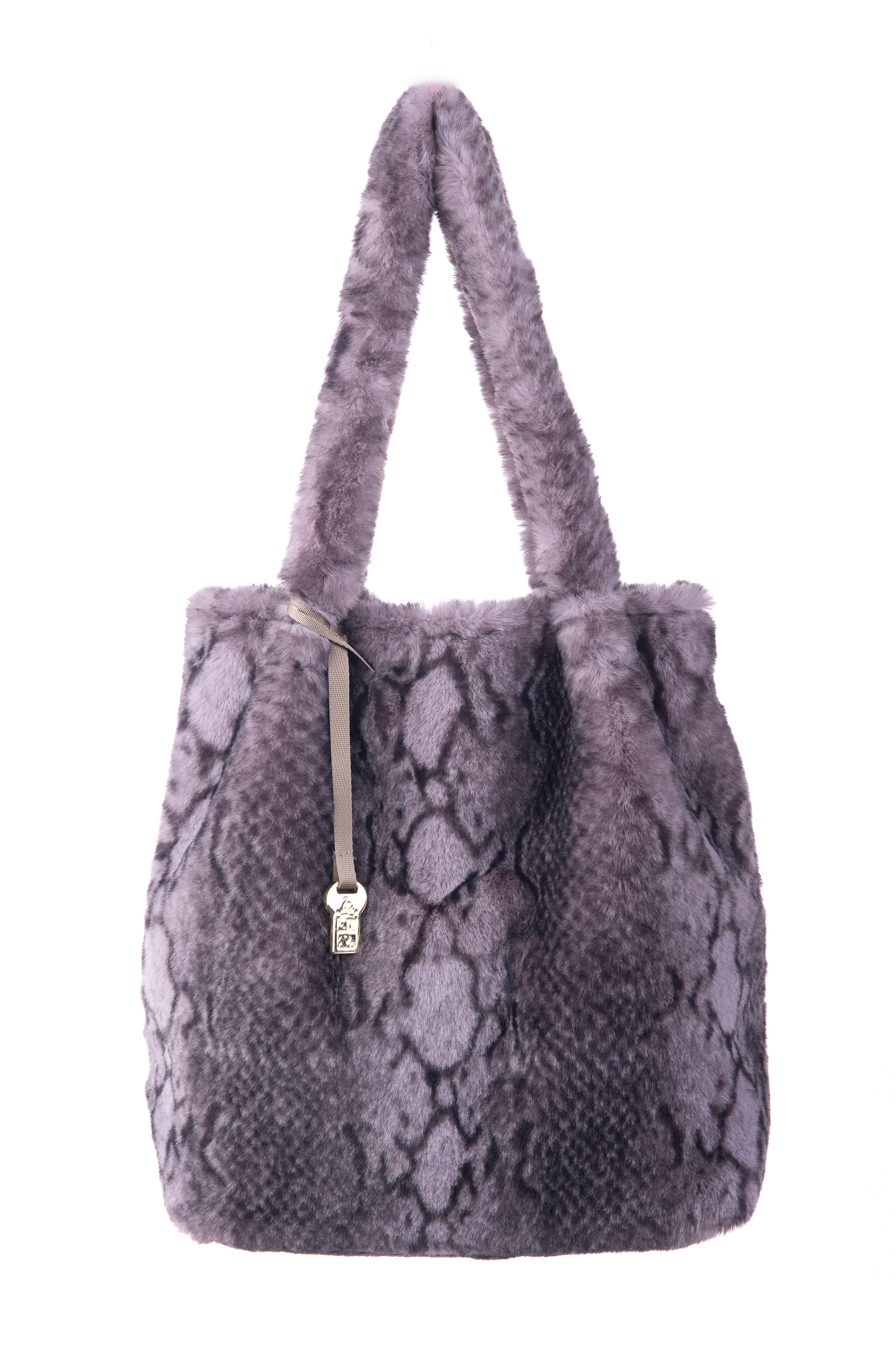 grey python tote bags | natural unique scale from... Francesca Grey Python Faux Fur Tote – Franchetti Bond