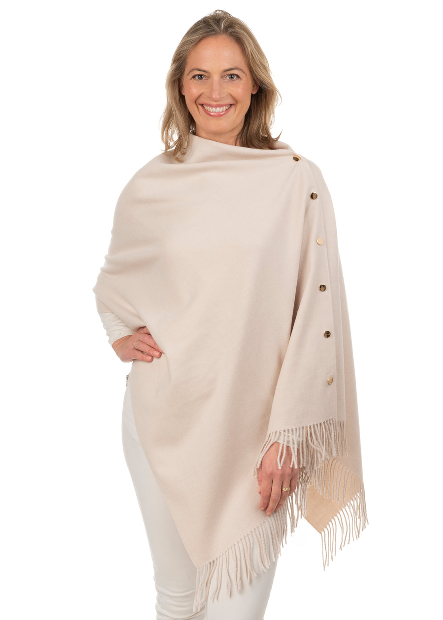 Gisella Beige Button Poncho
