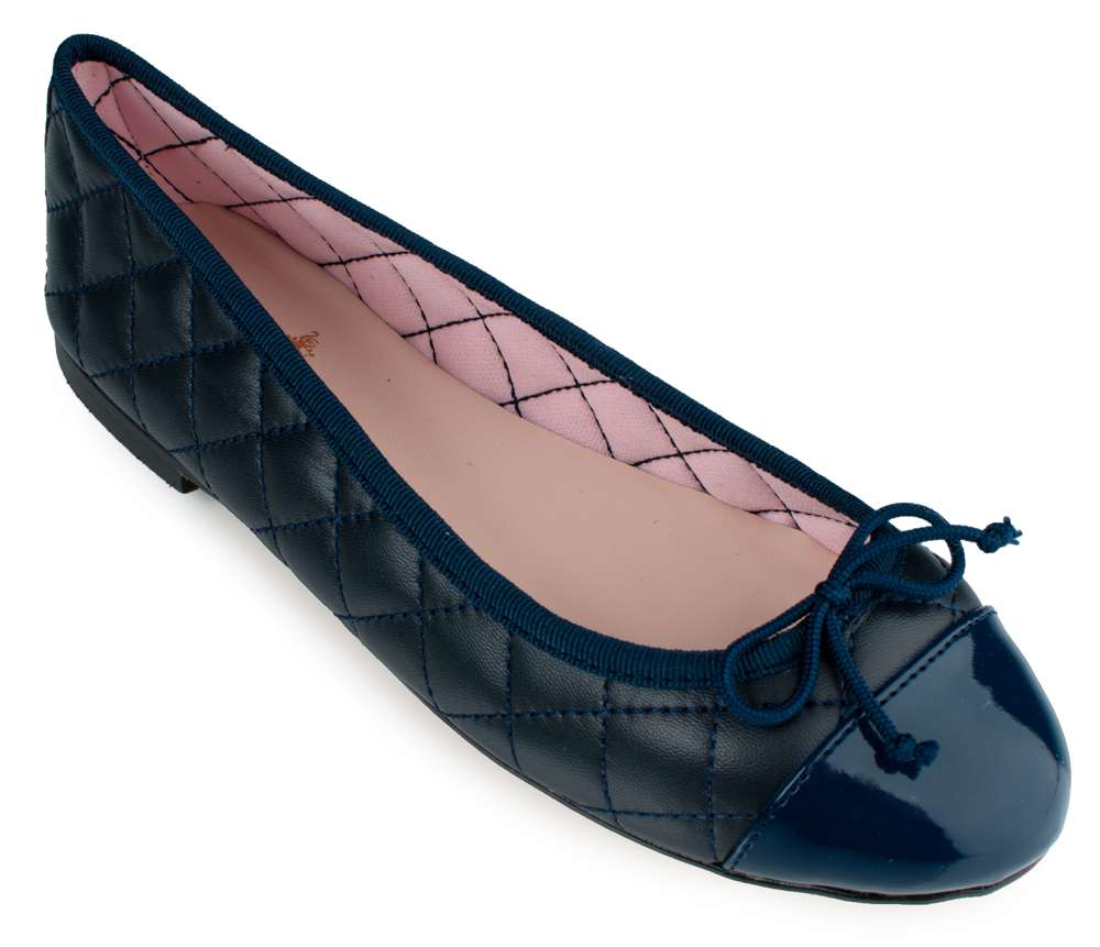 Lulu Navy Blue Flat Womens Shoes Toe Navy Blue Ballet Pumps Uk Buy