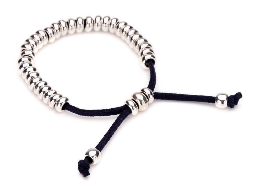 Jessica Navy Silver Beaded Bracelet