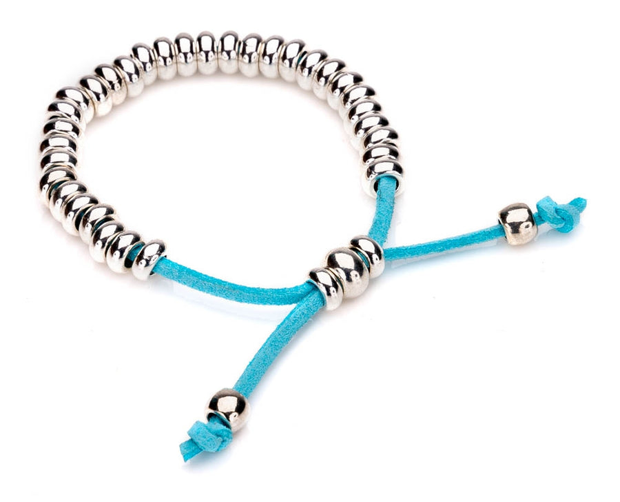 Jessica Turquoise Silver Beaded Bracelet