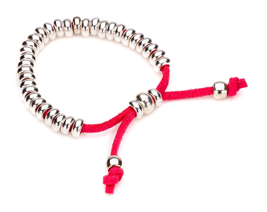 Jessica Pink Silver Beaded Bracelet