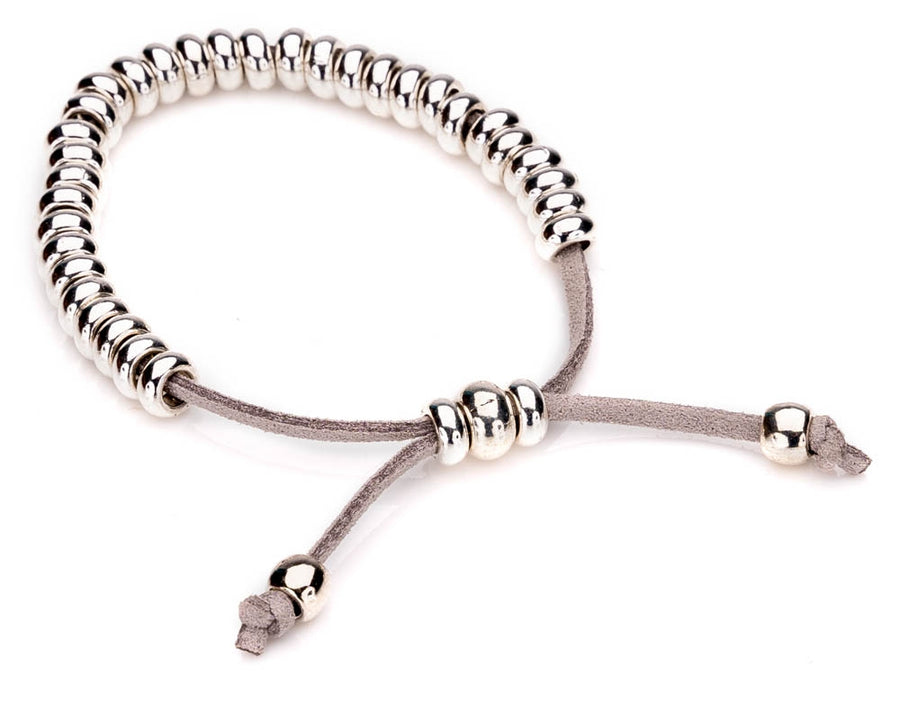 Jessica Grey Silver Beaded Bracelet