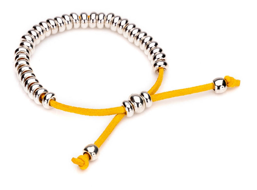 Jessica Yellow Silver Beaded Bracelet